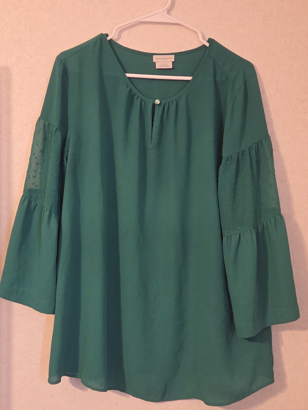Green Bell-Sleeve Women's Top
